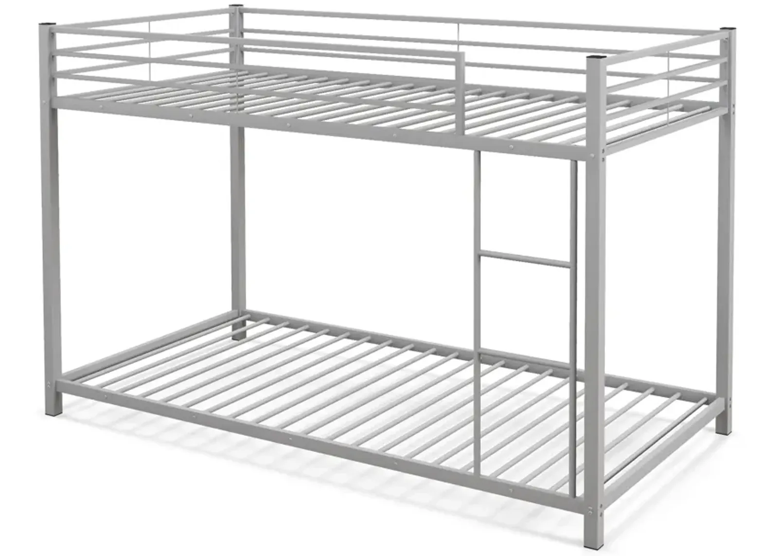 Low Profile Twin Over Twin Metal Bunk Bed with Full-length Guardrails