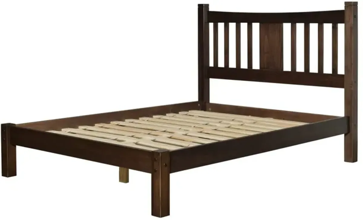 Farmhouse Solid Wood Platform Bed with Headboard for Bedroom Furniture