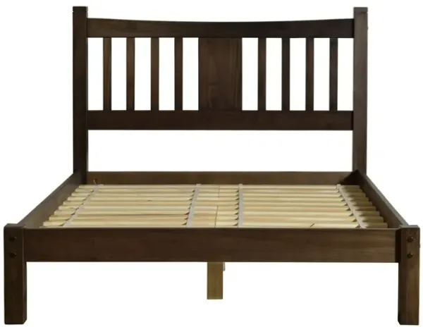 Farmhouse Solid Wood Platform Bed with Headboard for Bedroom Furniture