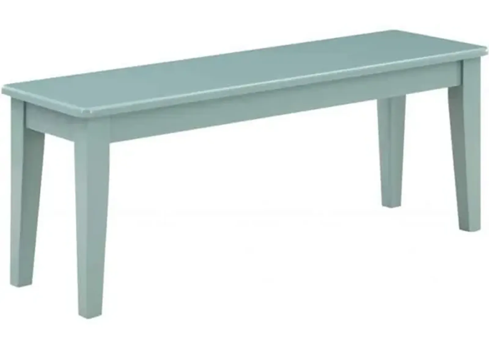 Bray 44 Inch Modern Rectangular Dining Bench, Tapered Legs, Teal Blue-Benzara