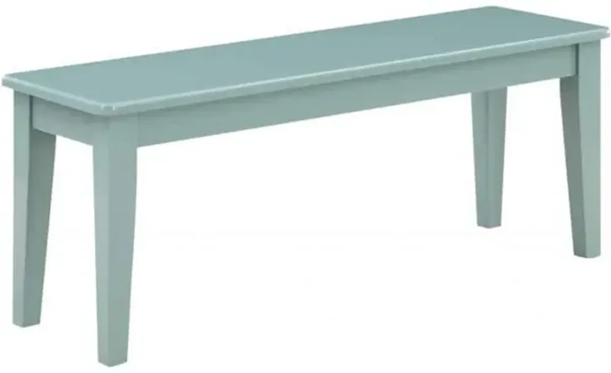 Bray 44 Inch Modern Rectangular Dining Bench, Tapered Legs, Teal Blue-Benzara