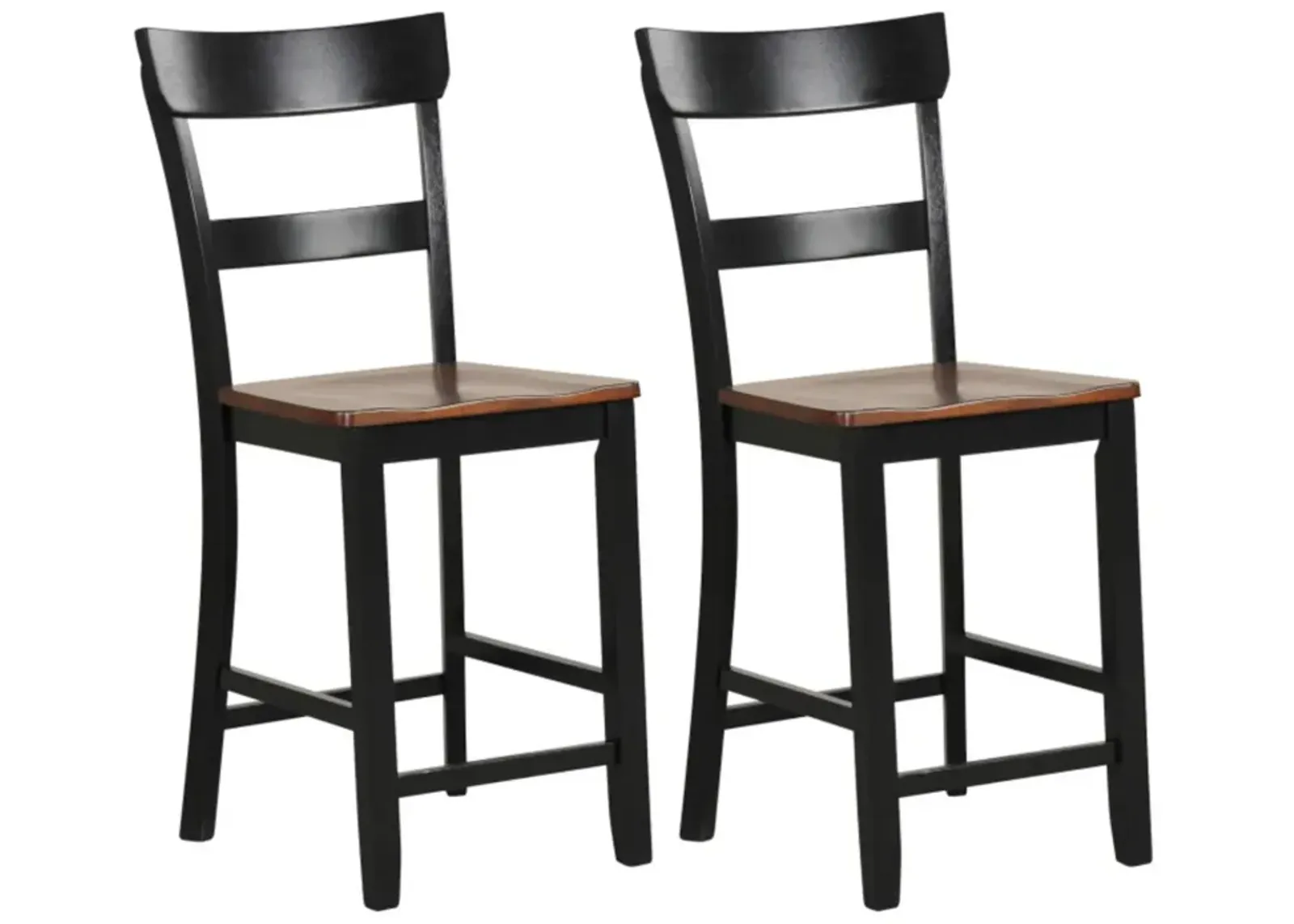 Hivvago Farmhouse Dining Bar Stool Set of 2 with Solid Rubber Wood Frame