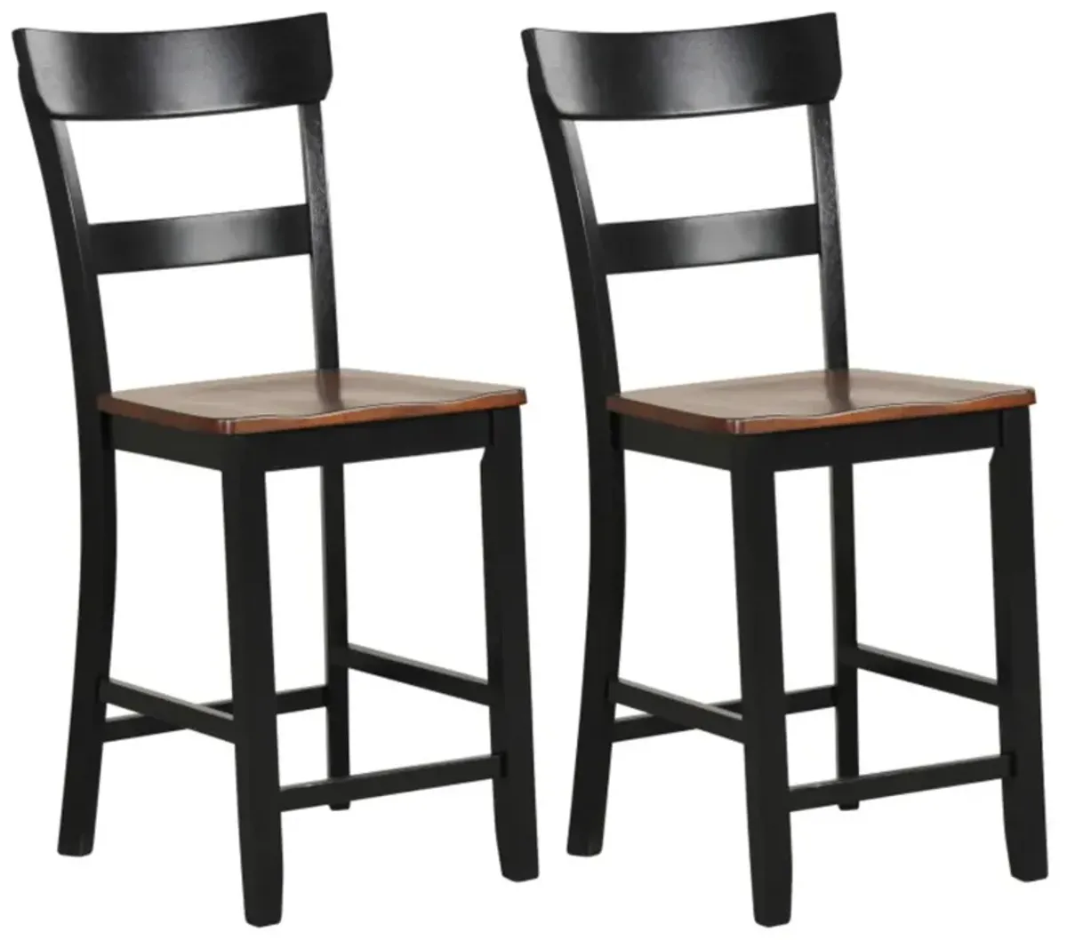 Hivvago Farmhouse Dining Bar Stool Set of 2 with Solid Rubber Wood Frame