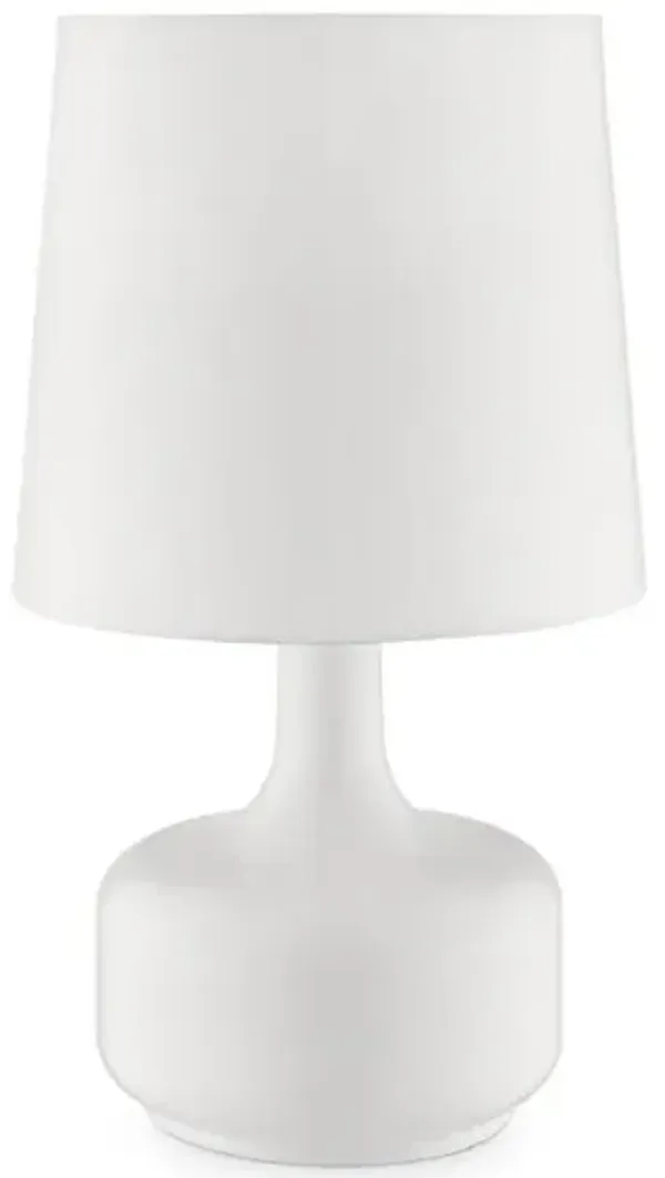Hivvago 17" White Metal Bedside Table Lamp With Off-White Shade