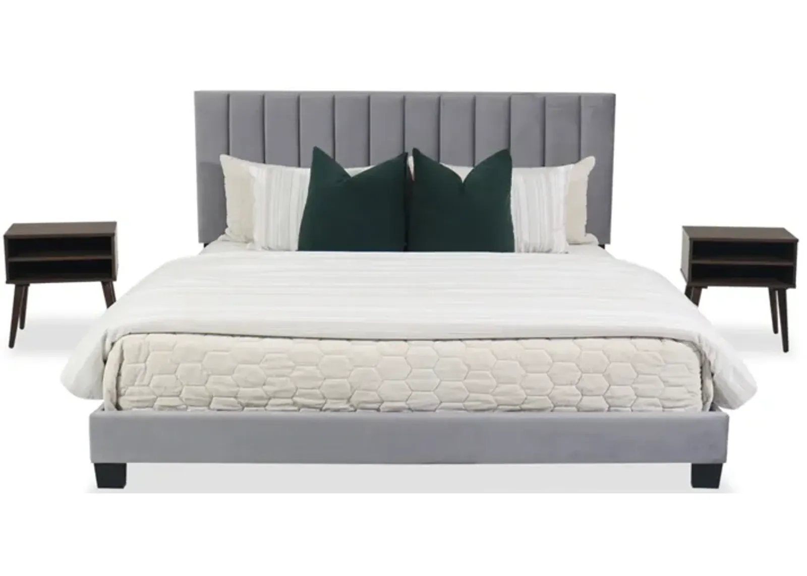 Coyote Gray Queen Bed w/2 Nightstands