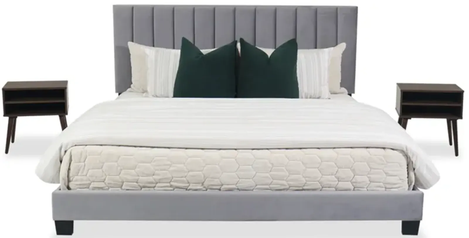 Coyote Gray Queen Bed w/2 Nightstands