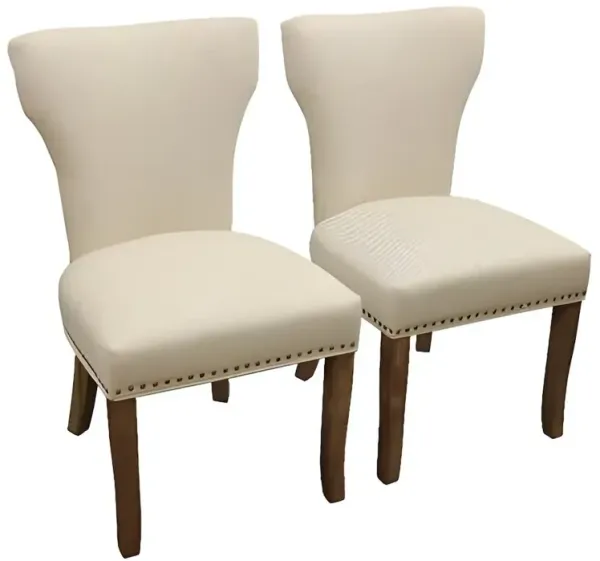 Alex Hamilton Transitional Jill Side Chair In Ivory Weave Fabric 2-Piece Set