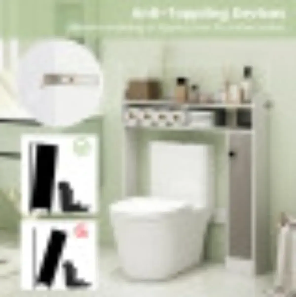 Hivvago Bathroom Over the Toilet Floor Storage Organizer with Adjustable Shelves