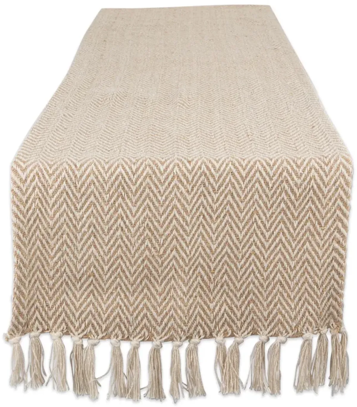 72" Beige and White Rectangular Chevron Weaved Table Runner