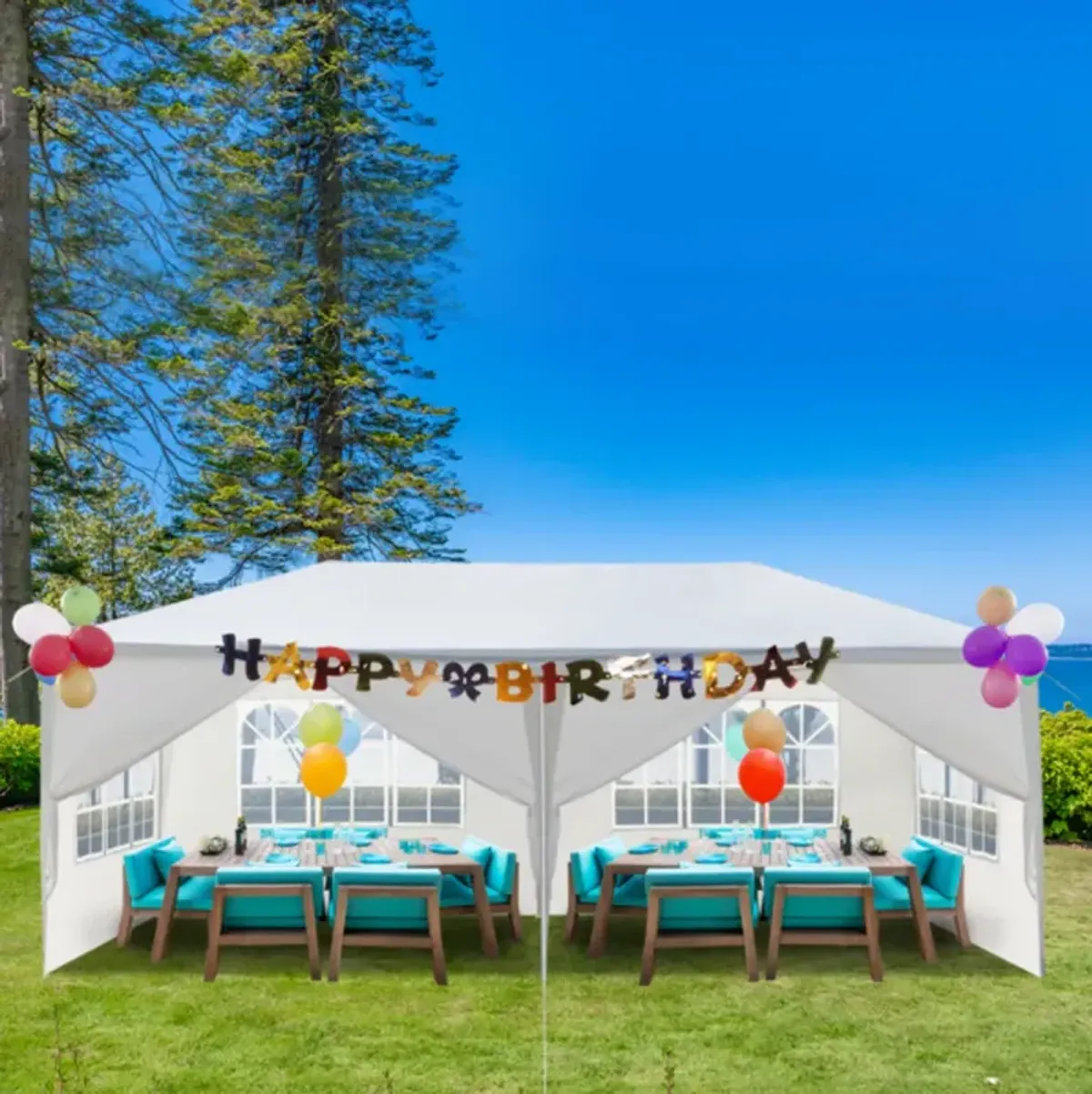 Outdoor Party Tent with 6 Removable Sidewalls, Waterproof Canopy Patio Wedding Gazebo