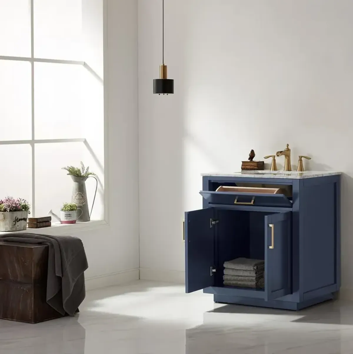 Altair Single Bathroom Vanity Cabinet Only in Royal Blue without Countertop and Mirror