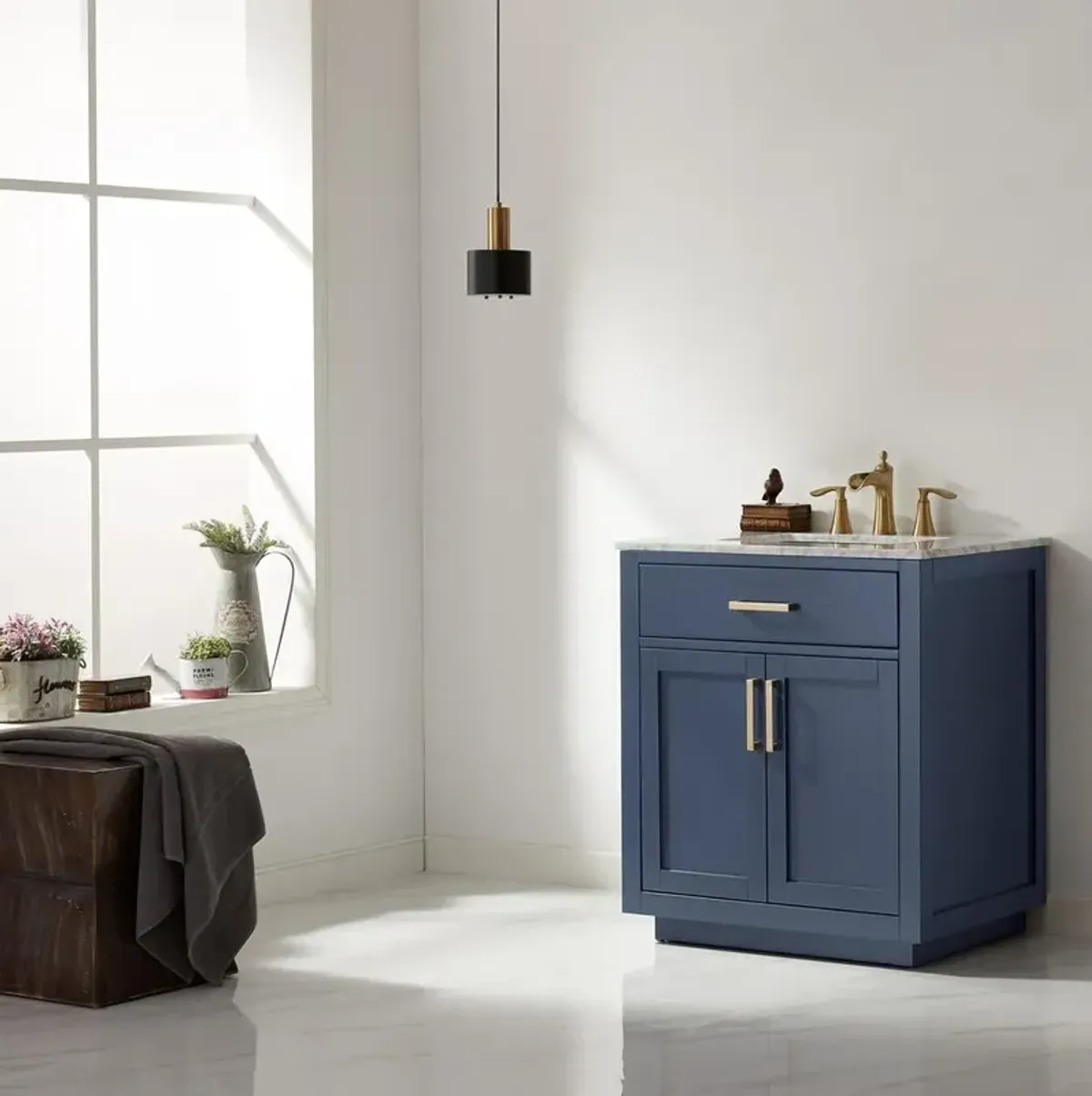 Altair Single Bathroom Vanity Cabinet Only in Royal Blue without Countertop and Mirror