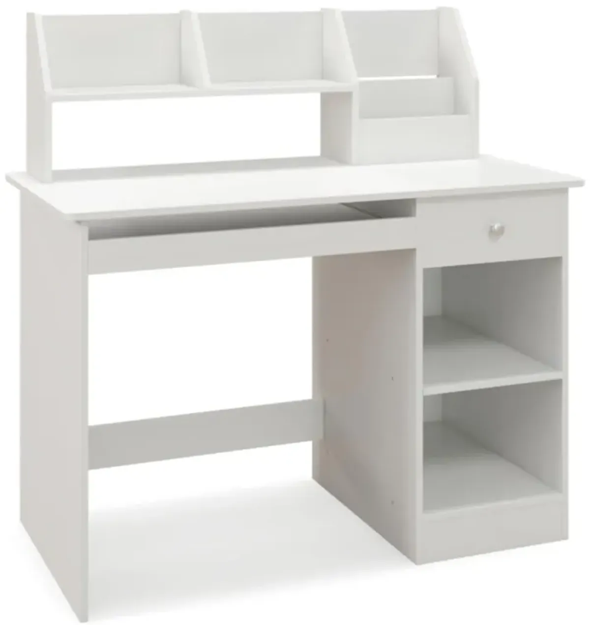 Hivvago Kids Study Desk Children Writing Table with Hutch Drawer Shelves and Keyboard Tray-White