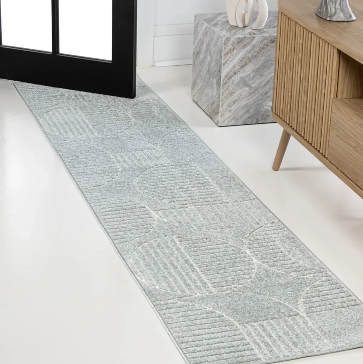 Nordby Geometric Arch Scandi Striped Area Rug