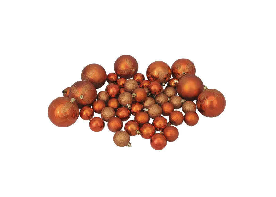 125ct Burnt Orange Shatterproof 4-Finish Christmas Ornaments 5.5" (140mm)