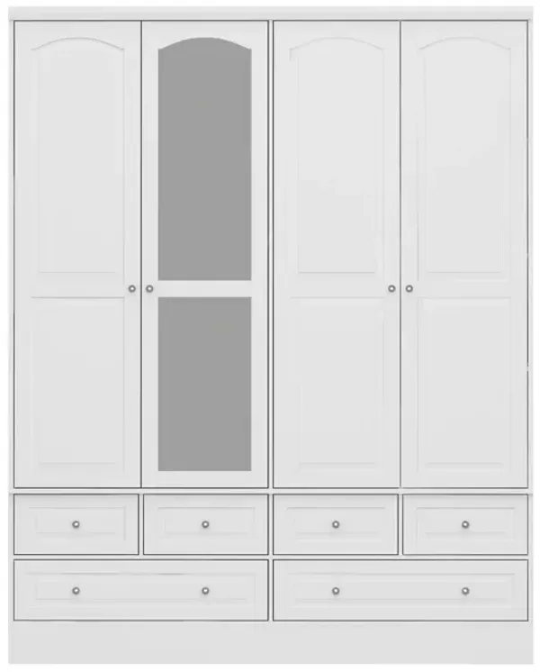 FUFU&GAGA Large Wardrobe with Mirrored Doors and Six Drawers – Stylish and Functional Storage Solution (63" W x 19.7" D x 78.7" H),White