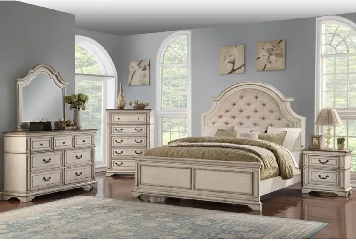 New Classic Furniture Furniture Anastasia 5-Piece King Wood Bedroom Set in Ant White