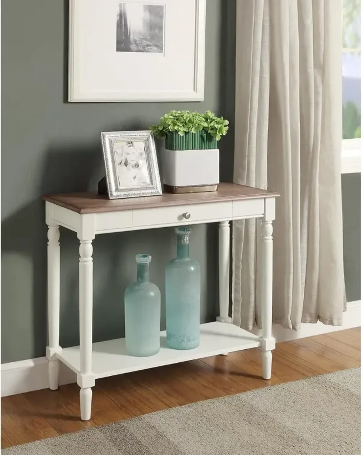 Convience Concept, Inc. French Country Hall Table with Drawer and Shelf