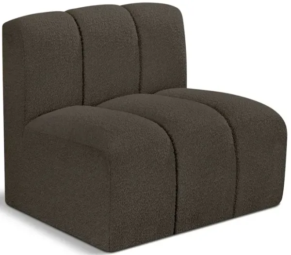 Meridian Furniture Arc Brown Boucle Fabric Straight Chair