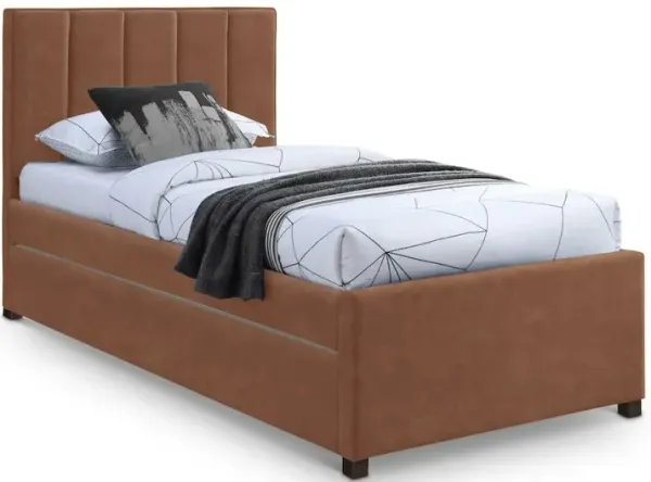 Meridian Furniture Hudson Cognac Vegan Leather Twin Trundle Bed