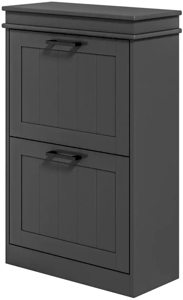 Black Shoe Cabinet: 2 Flip Drawers, 10-Pair Capacity