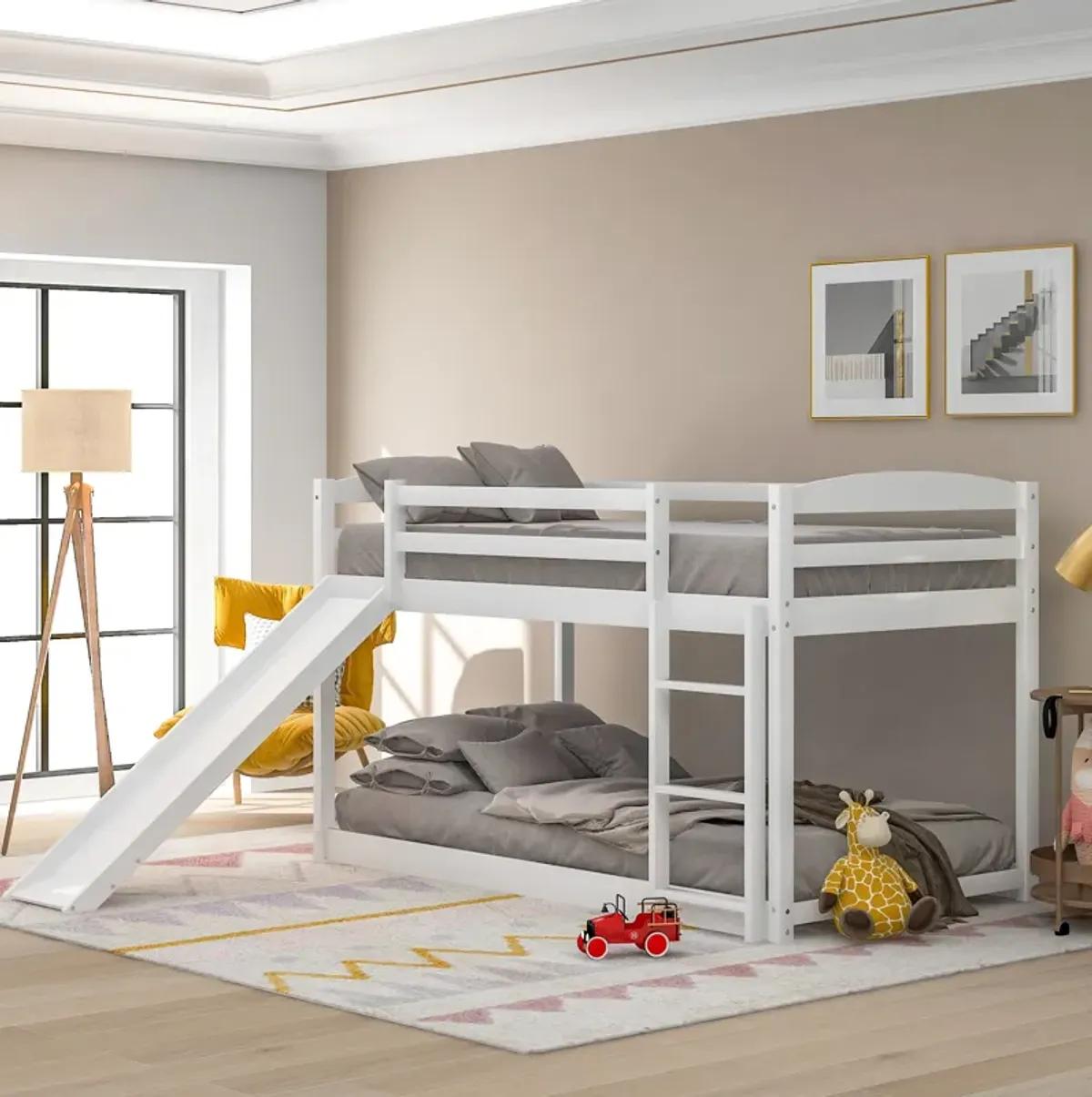 Merax Twin over Twin Bunk Bed with Convertible Slide and Ladder