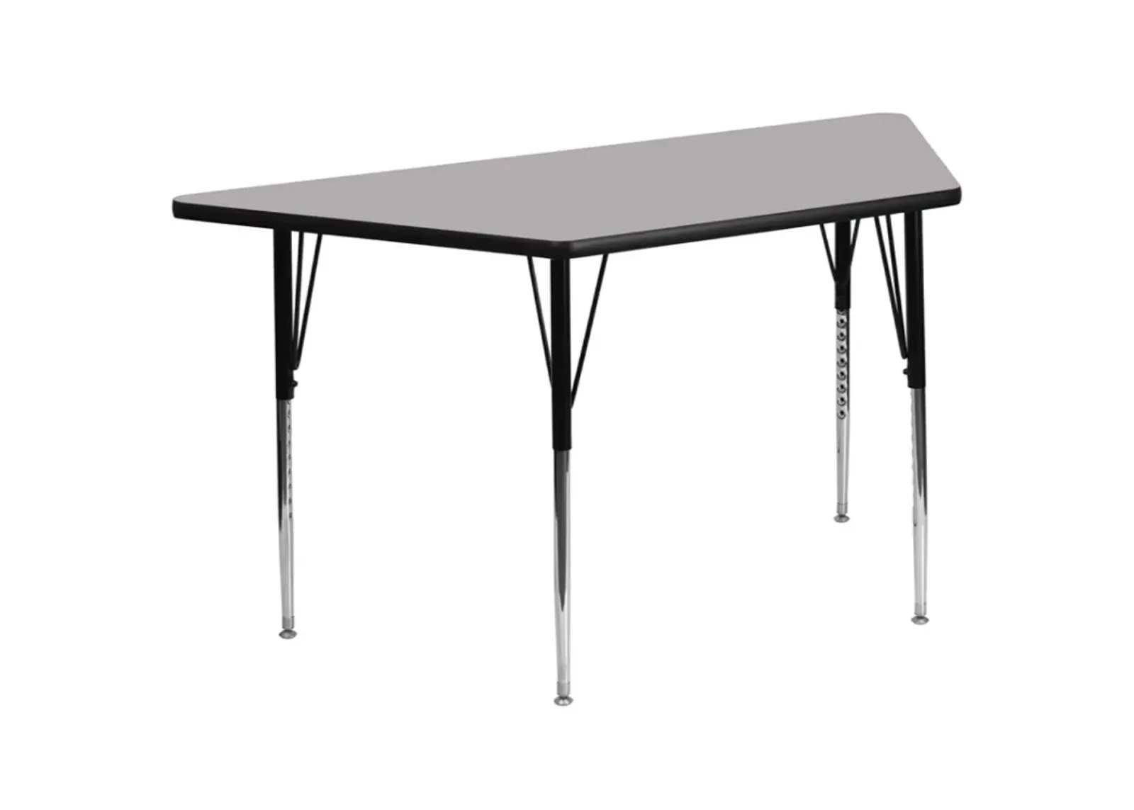 29''W x 57''L Trapezoid Grey Thermal Laminate Activity Table - Standard Height Adjustable Legs