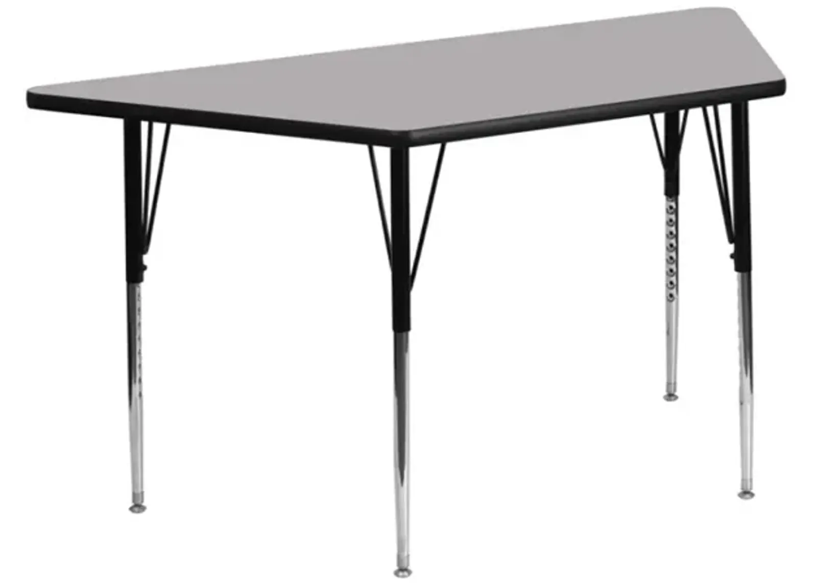 29''W x 57''L Trapezoid Grey Thermal Laminate Activity Table - Standard Height Adjustable Legs