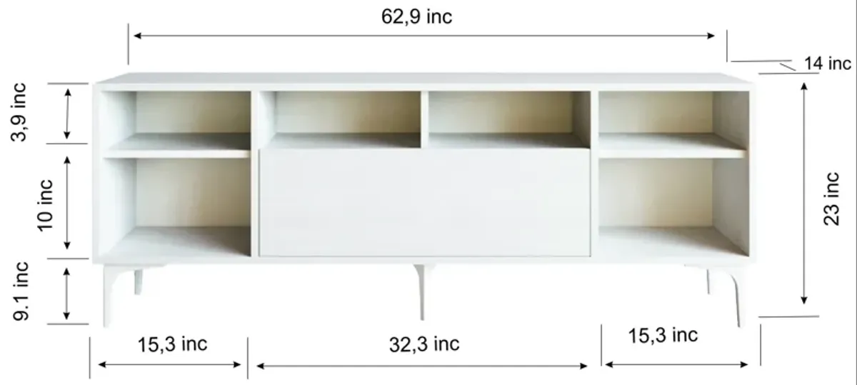 Ella 63" Tv Stand Media Storege  Wooden