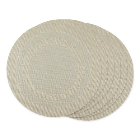 Set of 6 Brown Double Frame Round Outdoor Placemats 13.75"