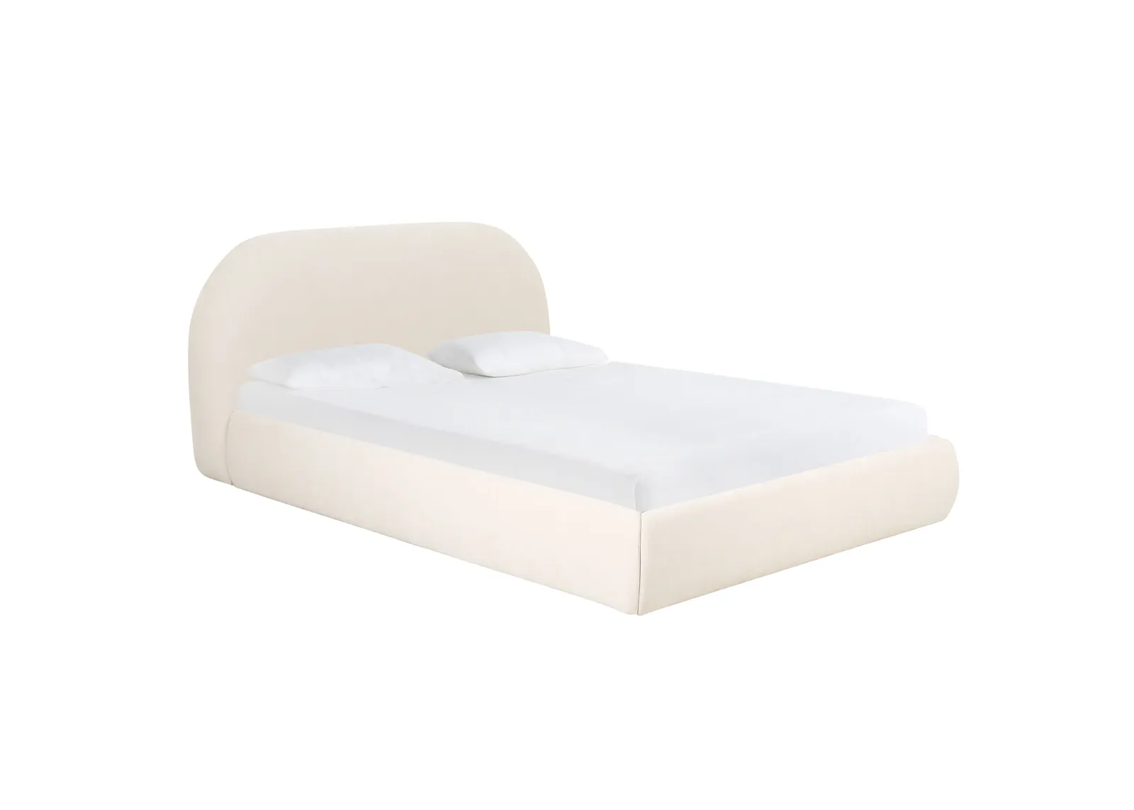 Bara Cream Textured Velvet Bed