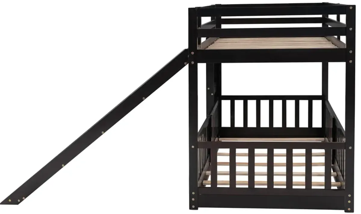 Merax Twin Over Twin Bunk Bed with Slide and Ladder