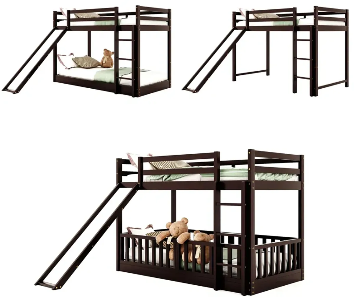 Merax Twin Over Twin Bunk Bed with Slide and Ladder