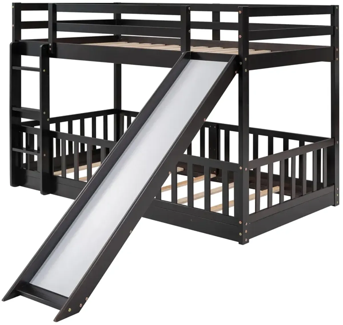 Merax Twin Over Twin Bunk Bed with Slide and Ladder