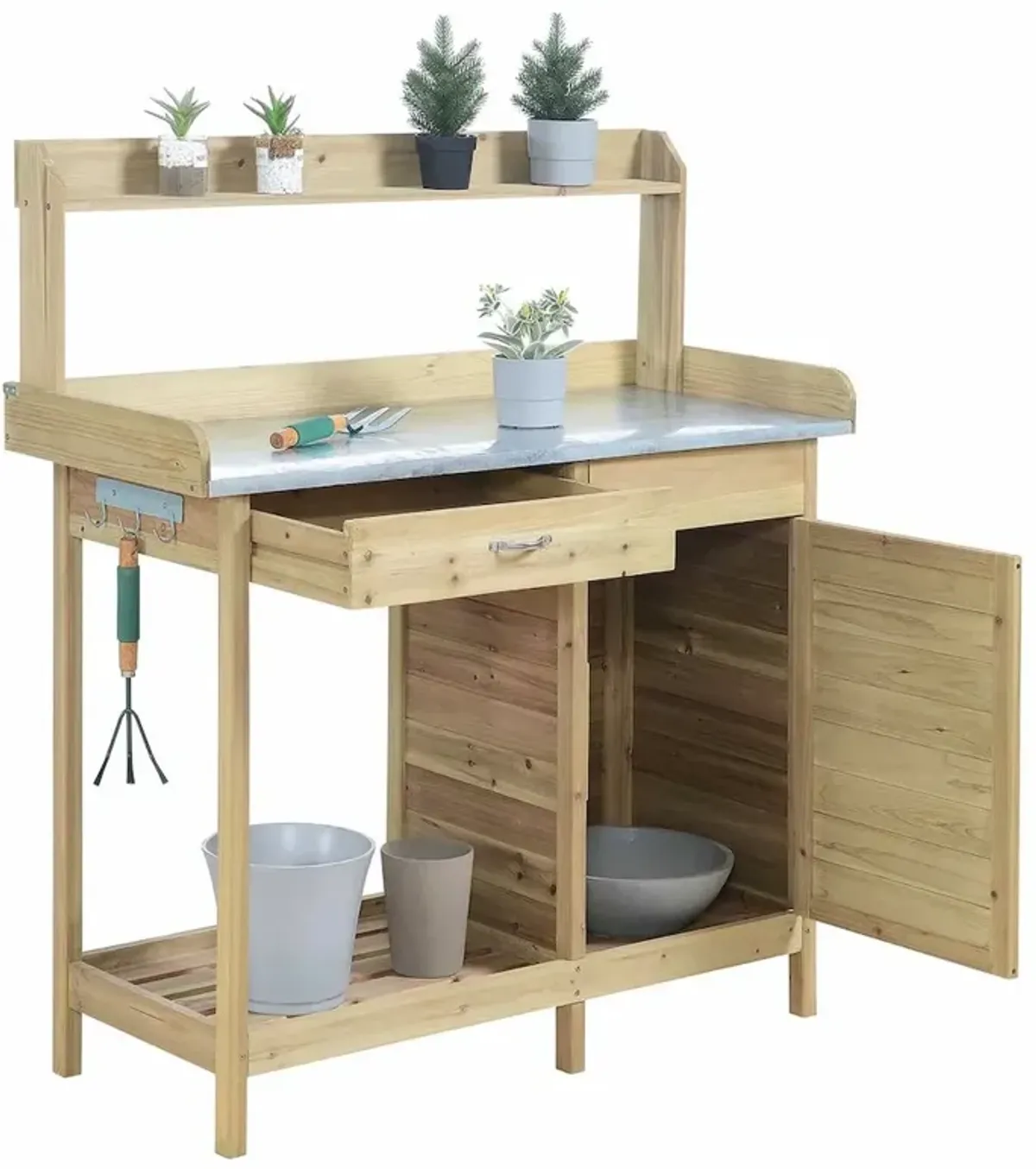 Convience Concept, Inc. Deluxe 1 Drawer Potting Bench with Storage Cabinet and Shelves