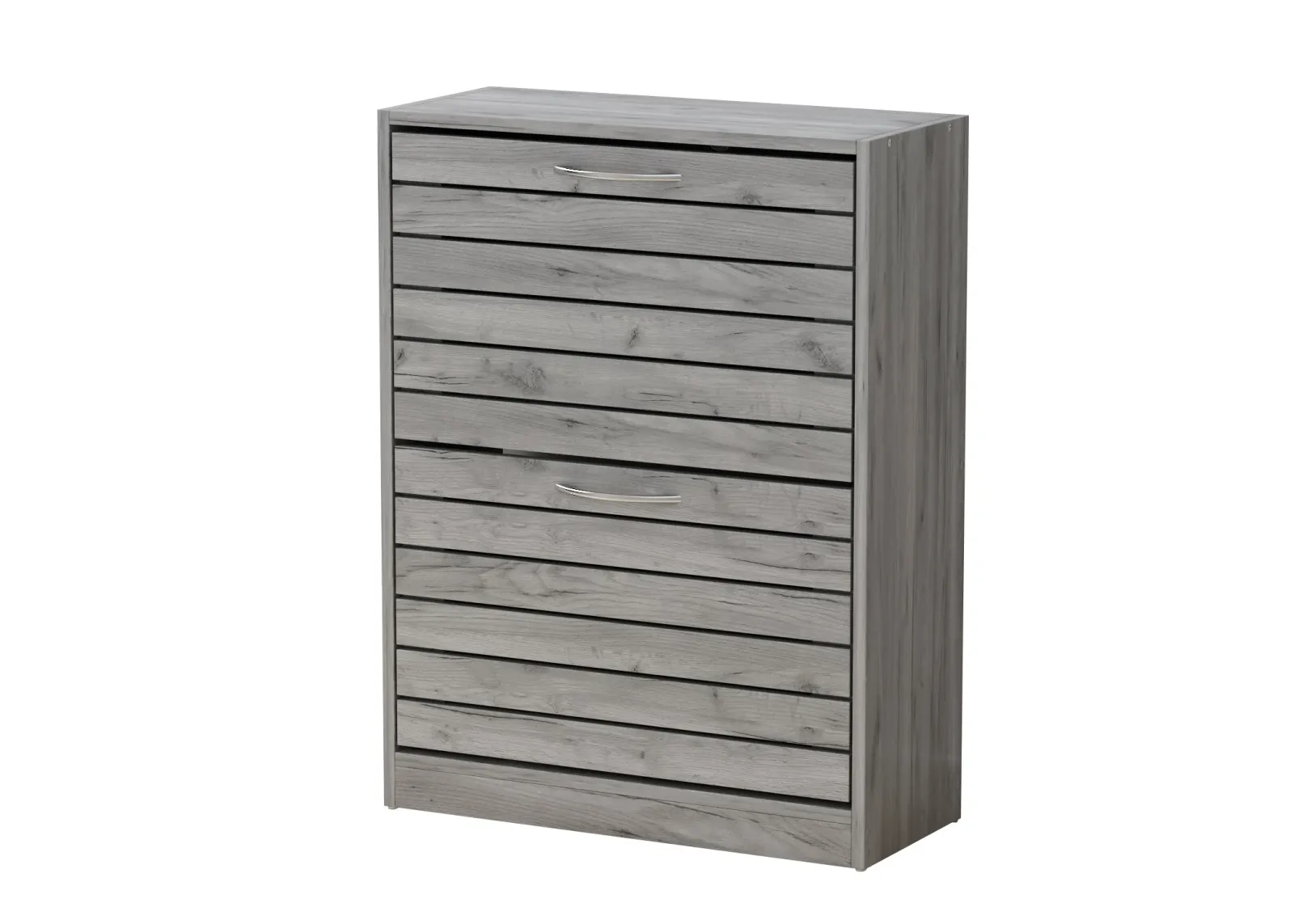 Modern Shoe Cabinet with 2 Flip Drawers, Freestanding Shoe Storage Cabinet, Shutter Design, Shoe Storage Organizer for Hallway Entryway Grey (22.4”W x 9.4”D x 29.5”H)