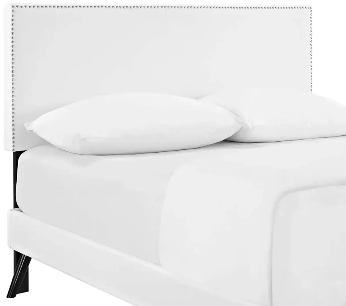 Modway - Macie King Vinyl Platform Bed with Round Splayed Legs White