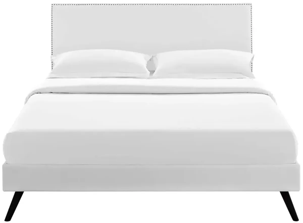 Modway - Macie King Vinyl Platform Bed with Round Splayed Legs White