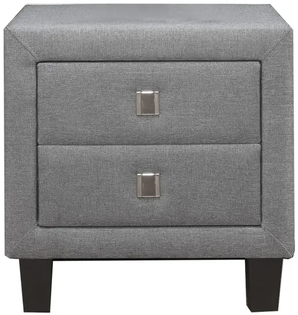 Nightstand with Single Drawer and Fabric Wrapping, Gray - Benzara