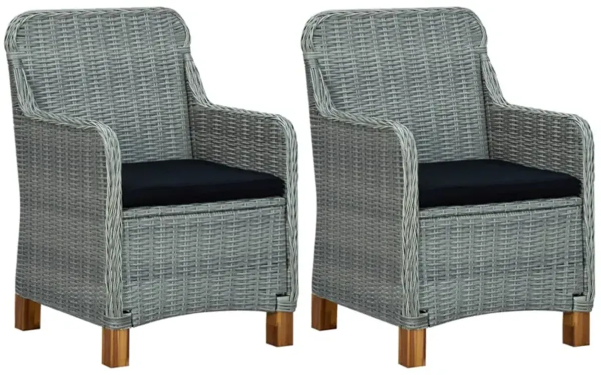 vidaXL Garden Chairs with Cushions 2 pcs Poly Rattan Light Gray