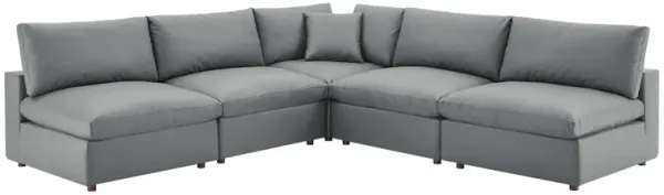 Commix Down Filled Overstuffed Vegan Leather 5-Piece Sectional Sofa