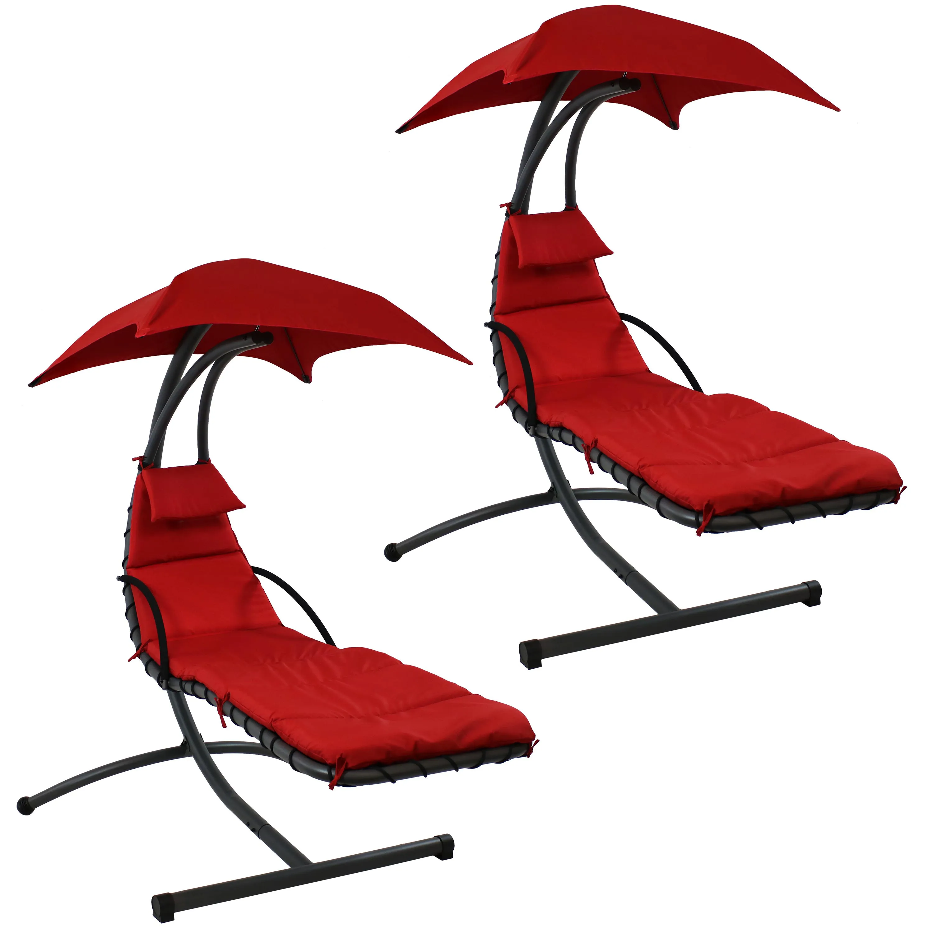 Sunnydaze Floating Chaise Lounge Chair with Canopy and Arc Stand