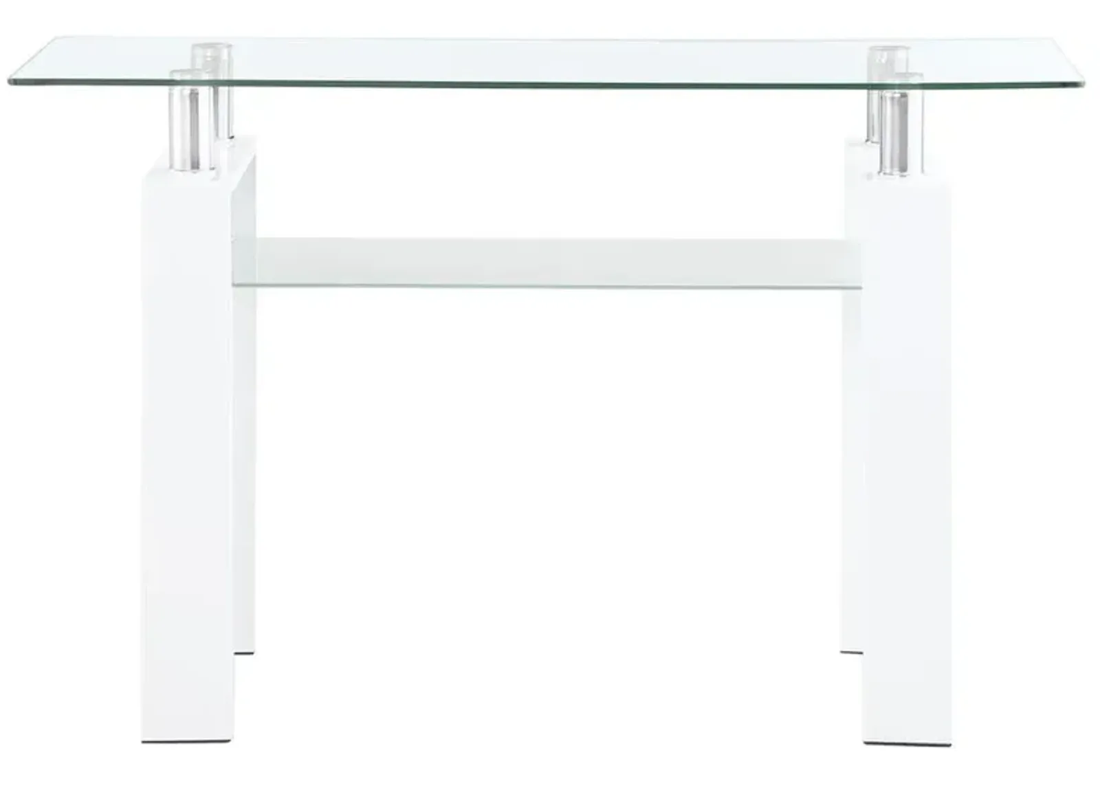 Coaster Dyer Rectangular Glass Top Sofa Table With Shelf White