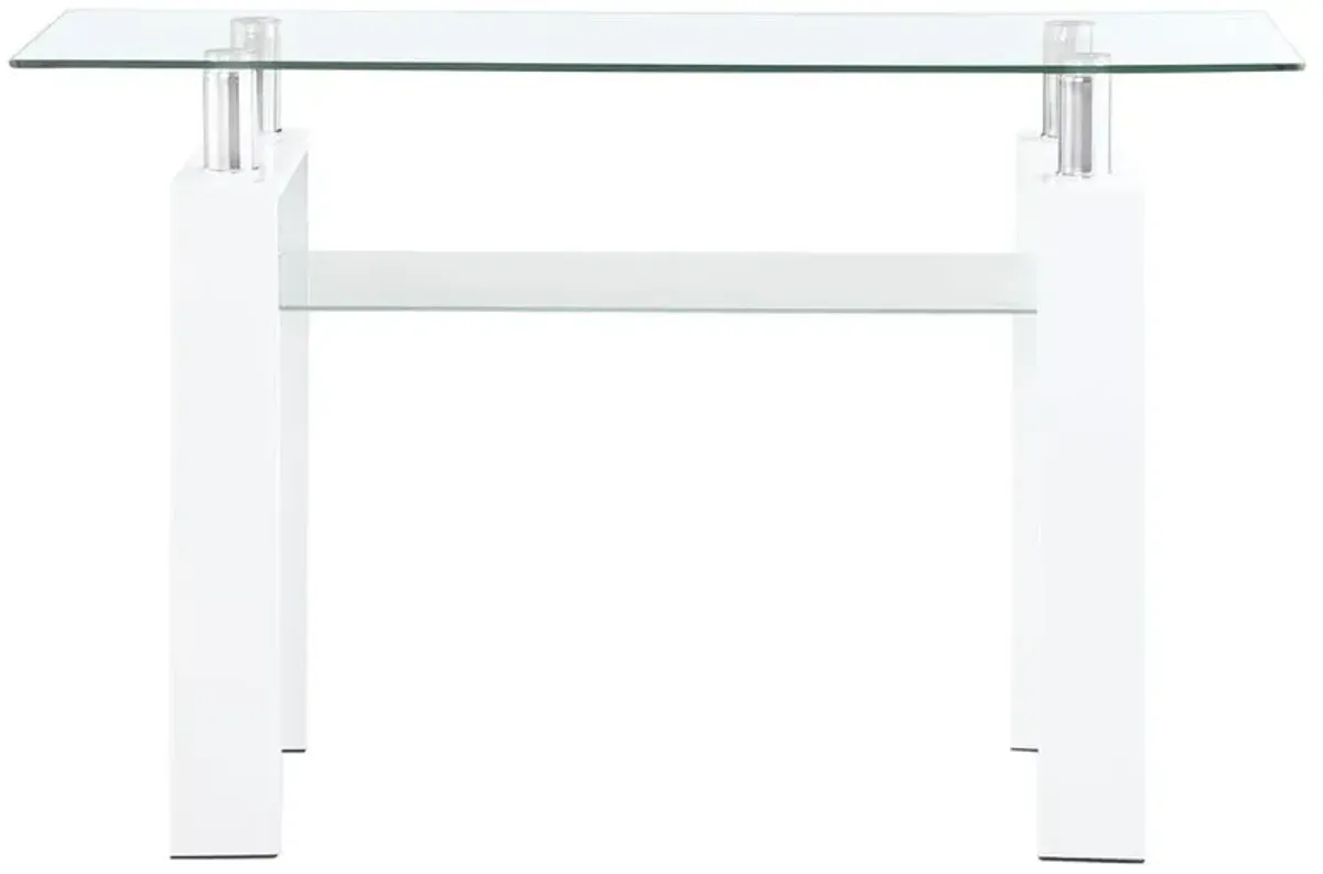 Coaster Dyer Rectangular Glass Top Sofa Table With Shelf White