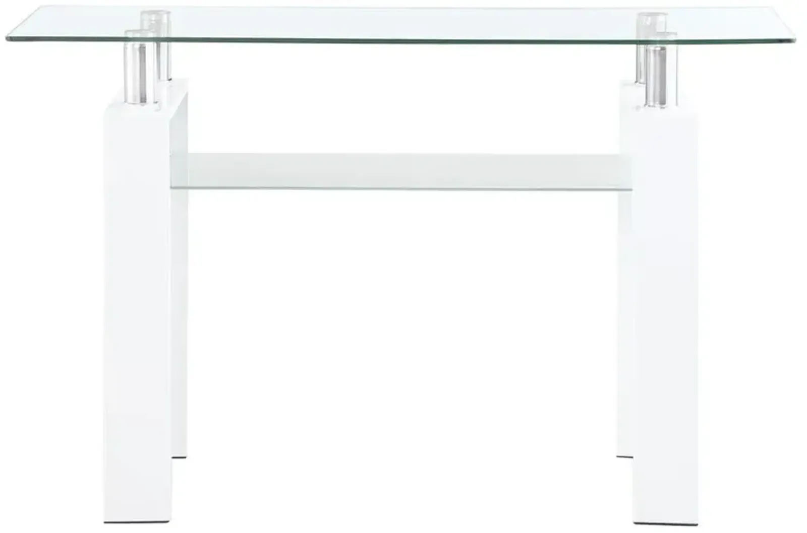 Coaster Dyer Rectangular Glass Top Sofa Table With Shelf White