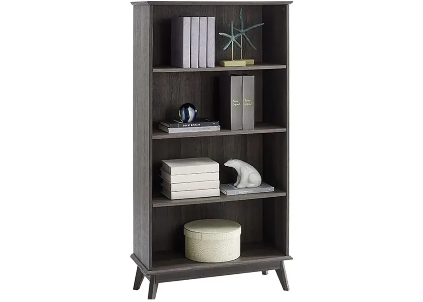 Caffoz Newport Series Wooden 5 Tier Bookcase Book Shelf, Smoke Oak