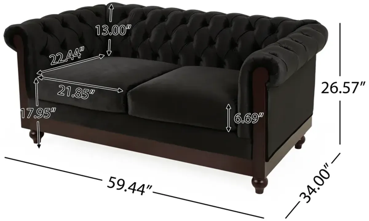 Merax Chesterfield Velvet Loveseat Sofa