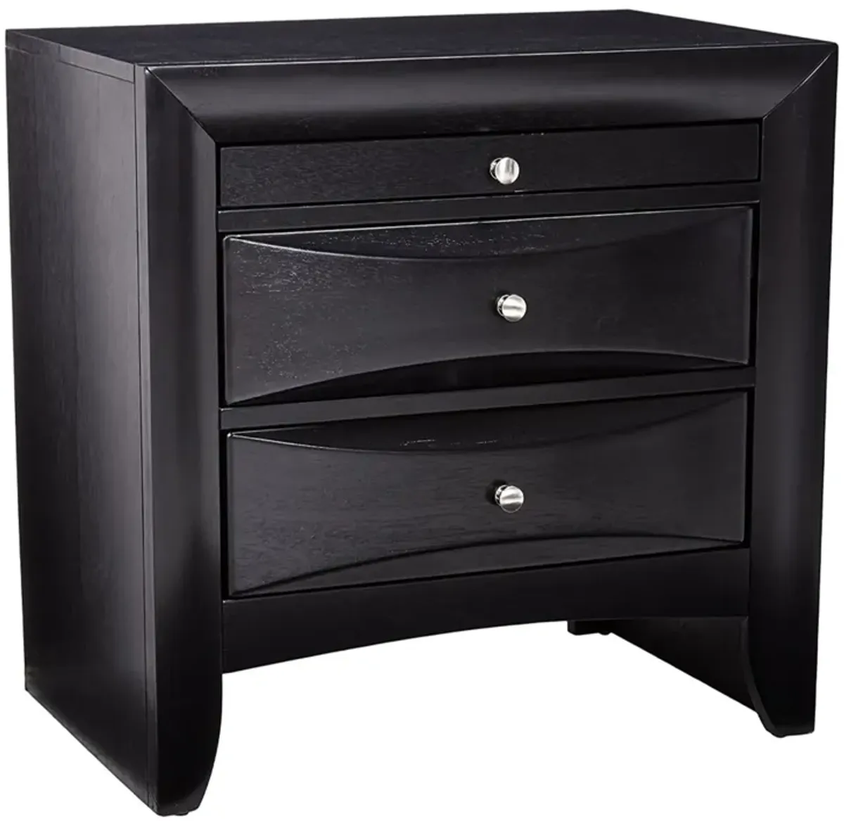 Wooden 2 Drawer Nightstand with tray, Black-Benzara