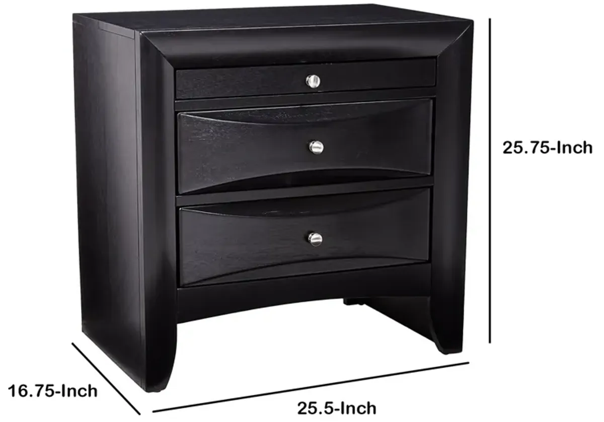 Wooden 2 Drawer Nightstand with tray, Black-Benzara