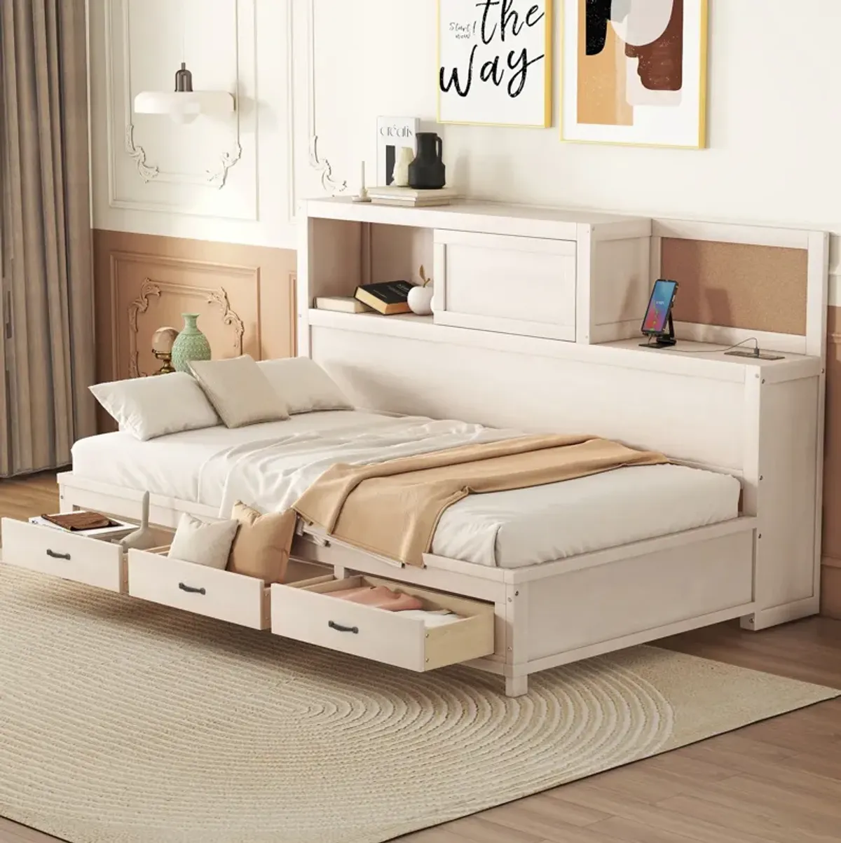 Merax Daybed Frame with 3 Storage Drawers